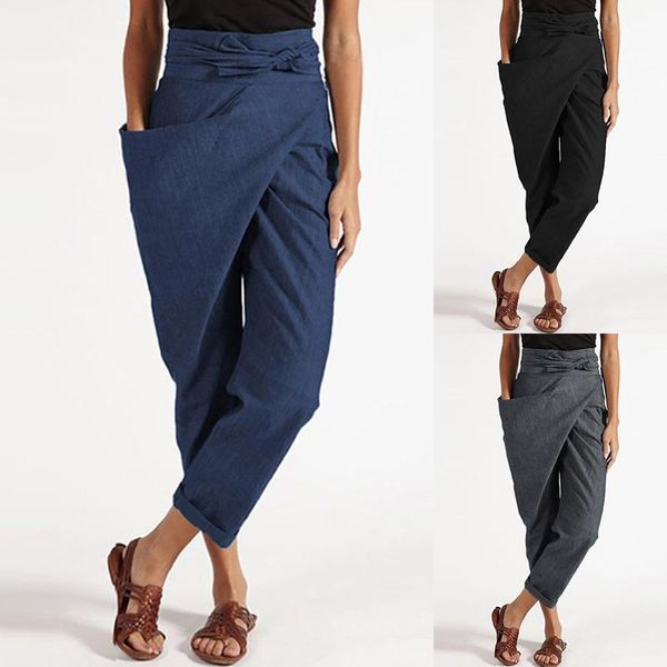 

yoga outfits 2021 elegant harem pants women casual long fashion big pockets side zipper plus size trousers womens, White;red
