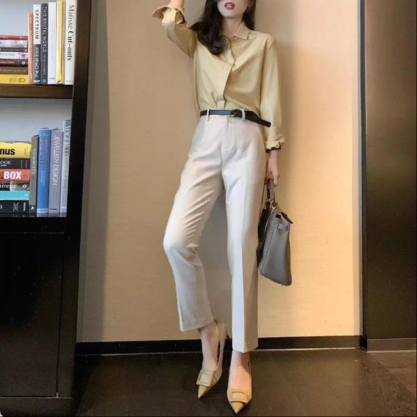 

spring autumn straight womens capri high waist office solid pockets zipper ankle length suit harem, Black;white