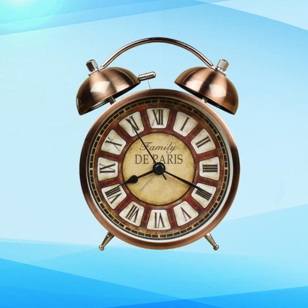 

1pc metal alarm clock retro vintage creative desk european style for home without battery ( & table clocks