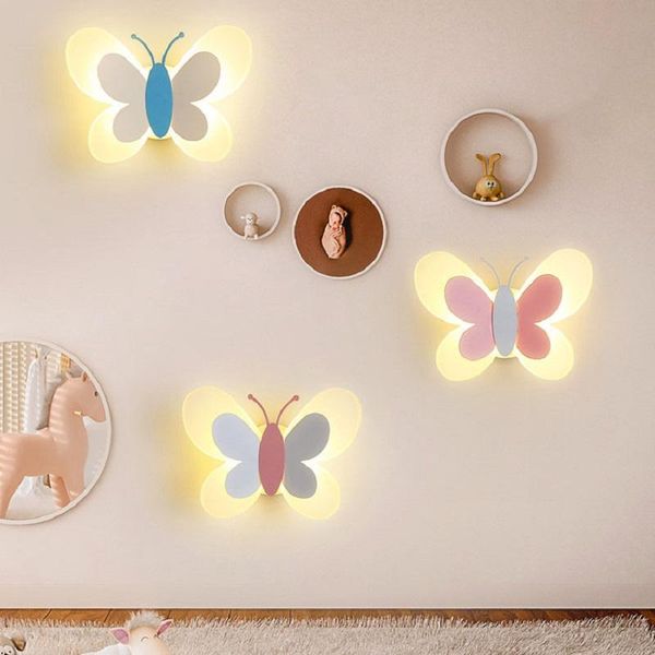 

children's room butterfly bedside led wall lamp nordic creative personality simple modern bedroom background light