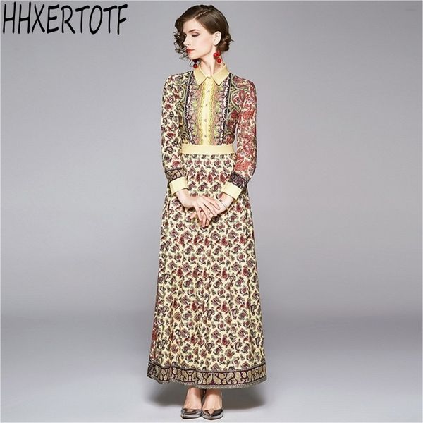 

autumn winter fashion elegant women casual maxi dresse's dress long sleeve prints slim dresses 210531, Black;gray