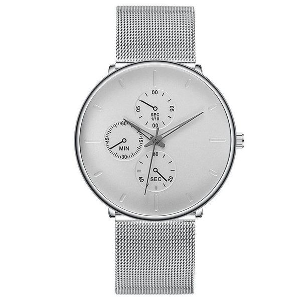 

wristwatches men's fashion watch stainless steel mesh belt quartz sport watches business casual for man clock montre homme, Slivery;brown