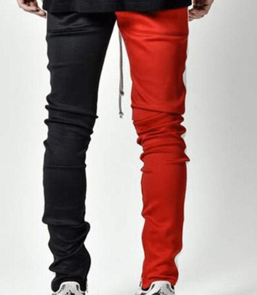 

european and american sports slim men's color matching hip-hop casual trousers pants, Black