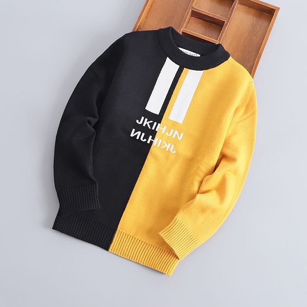 

autumn winter little boy pullovers 2 3 4 5 6 7 8 9 years boys sweaters fashion mixed colors cotton boys round neck knitwear, White
