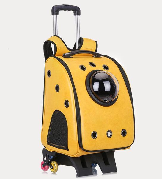 

dog car seat covers six-wheels pet breathable space trolley bags outdoor portable cat stroller backpacks puppy travel carrying luggage cw137