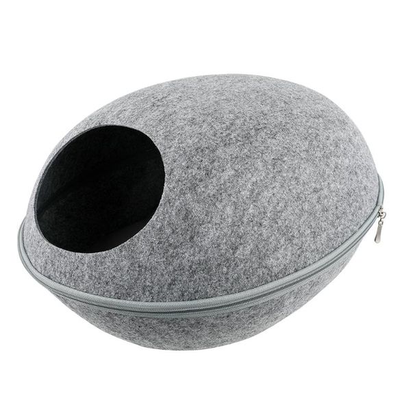 

cat beds & furniture detachable natural felt bed breathable pet cave dog sleeping house with cushion for pets cats accessories