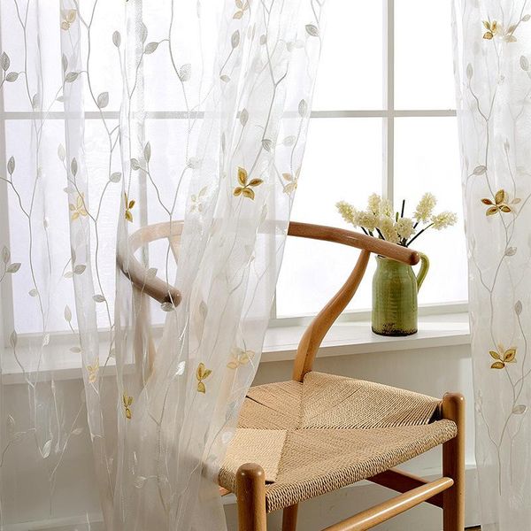 

curtain & drapes european 2021 style small fresh american embroidery wild balcony curtains for living dining room bedroom bay window tulle