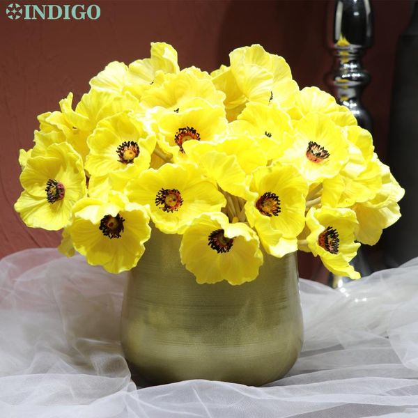 

45pcs+ metal pot yellow anemone bonsai bouquet table decoration wedding pu artificial flower floral event party - decorative flowers & wreat