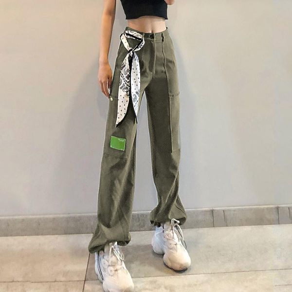 

women's pants & capris sylcue summer 2021 women casual long trousers loose trouser legs lacing at waist decorate an elastic band the bo, Black;white