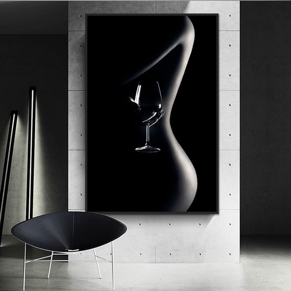 Schwarz Weiß Sexy Frau Körper Kunst Leinwand Malerei Nackt Bilder Drucken Wand Poster Moderne Schlafzimmer Wohnzimmer Dekorative Gemälde