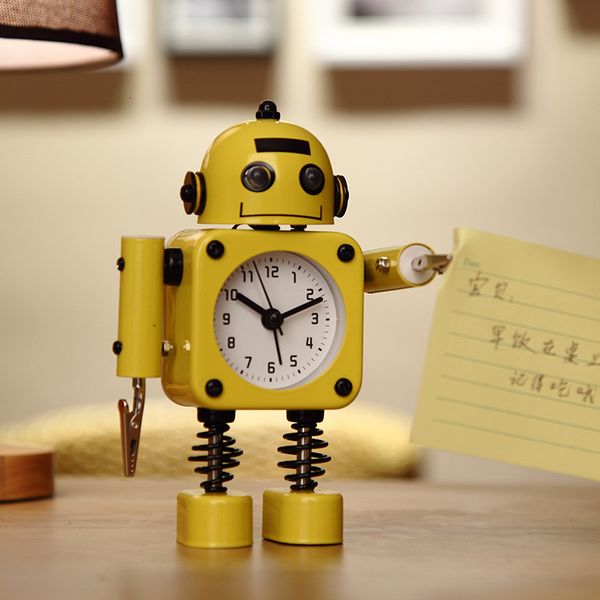 

clip metal robot students use cartoon children cute silent creative small alarm clock