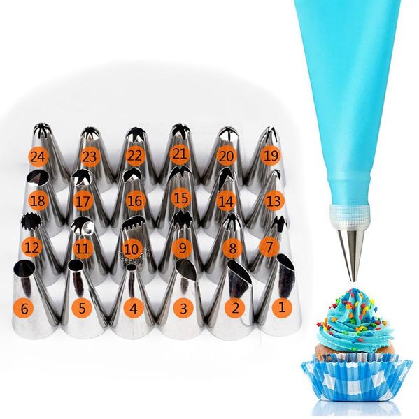 

cake tools 27pcs confectionery nozzles for cream silicone ice piping pastry bag restaurant shop decoration nozzle tip