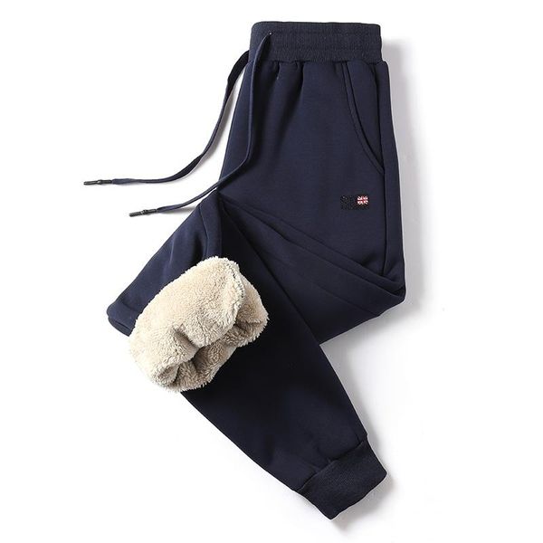 

causal trousers men warm thick lambskin winter cashmere harem pants loose pant lamb wool sweatpants men's, Black