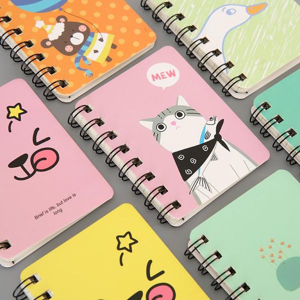 

notepads 4 pcs special creative cartoon cute thickened coil notebook notepad portable student stationery book wholesale factory, Purple;pink