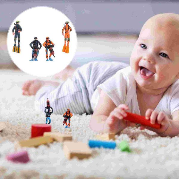 

decorations 4pcs pvc simulation diver decoration mini sand table scene figure ornaments