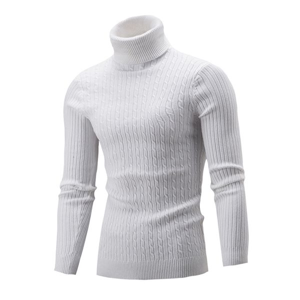 

men's turtleneck sweater autumn winter solid color sweater casual sweater slim fit brand simple knitted twist pullovers 211018, White;black