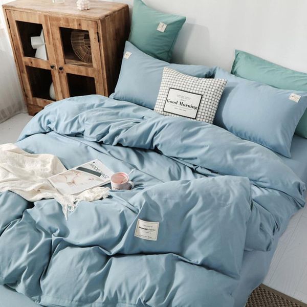 

bedding sets simple solid color quilt covers fashion nordic style duvet cover 3/4pc set pillowcase single double  king size