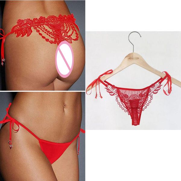 

women's panties women carved thong floral lace ruffled underwear novelty exotic clothing, Black;pink