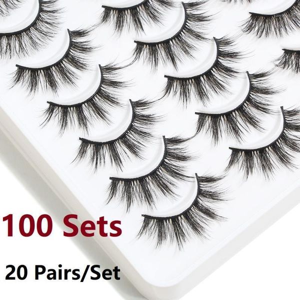 

1/40/100 sets false eyelashes 20 pairs/set 3d mink handmade lashes natural makeup set eyelash extension wholesale tslm11