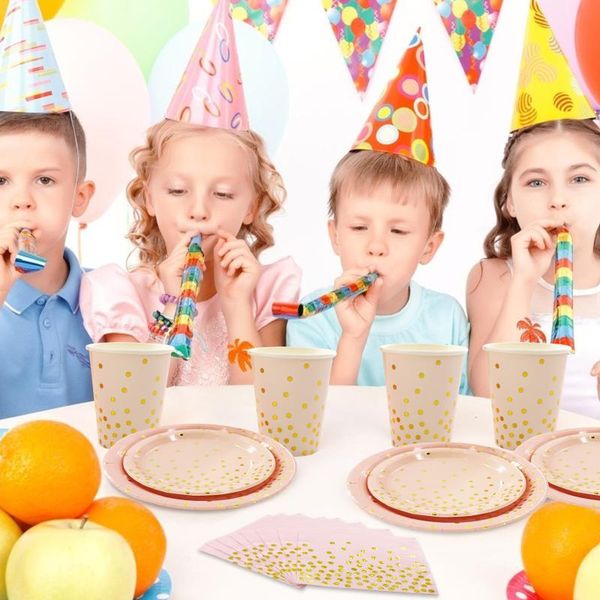 

disposable dinnerware bronzing dot paper tableware set plates cups napkins for birthday baby shower christmas party dinner table decoration