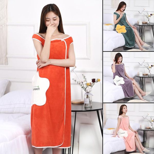 

towel corals fleece bath dress fluffy light button design water absorption breathable extra thick & large cute skirt stock