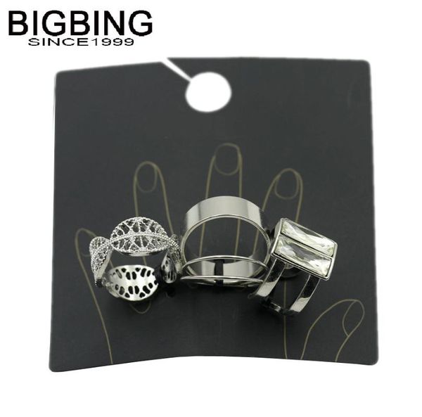 

wedding rings bigbing fashion silver crystal wide multi size golden simple finger ring set 4 jewelry s219, Slivery;golden
