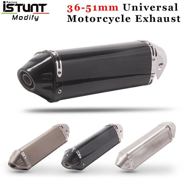 

motorcycle exhaust system carbon fiber universal pipe escape muffler with db killer for ninjia300 250 z750 r25 r3 tmax530 r6 dirt bike