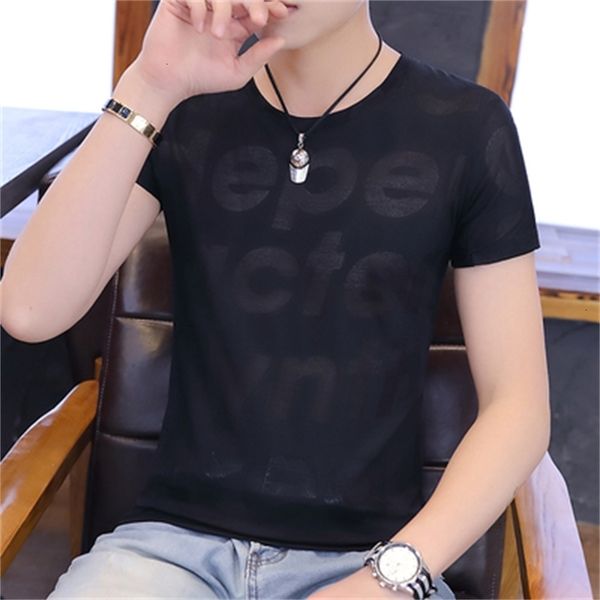 

men's t-shirts trendy lapel slim tight-fitting social spirit guy net red short sleeve t-shirt of4a, White;black