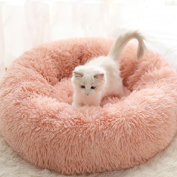 

cat beds & furniture winter warm plush dog kennel autumn round net red
