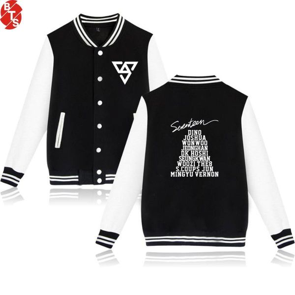 

women's jackets seventeen kpop printed baseball women/men long sleeve fashion 2021 casual streetwear fans clothes, Black;brown
