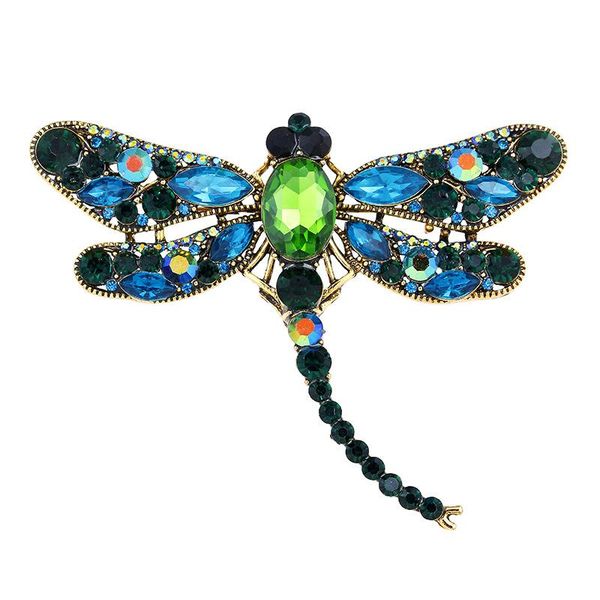 

pendant necklaces 1pc large gorgeous mixed-color crystal dragonfly insect collar pins brooch fashion dress coat accessories cute jewelry, Silver