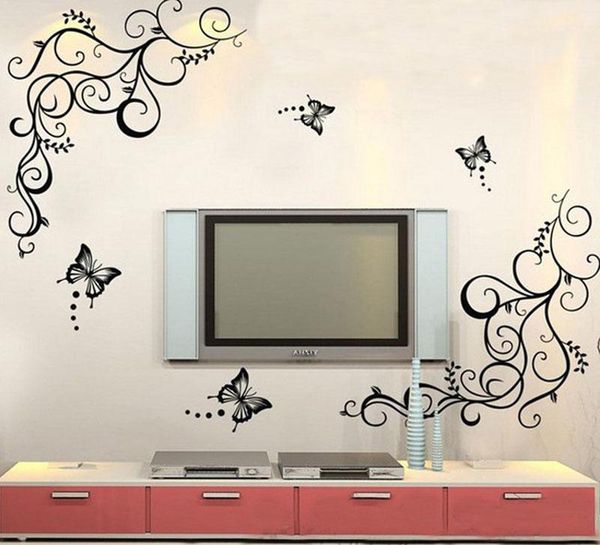 

wall stickers butterfly wisteria flower vine art decal sticker home decoration