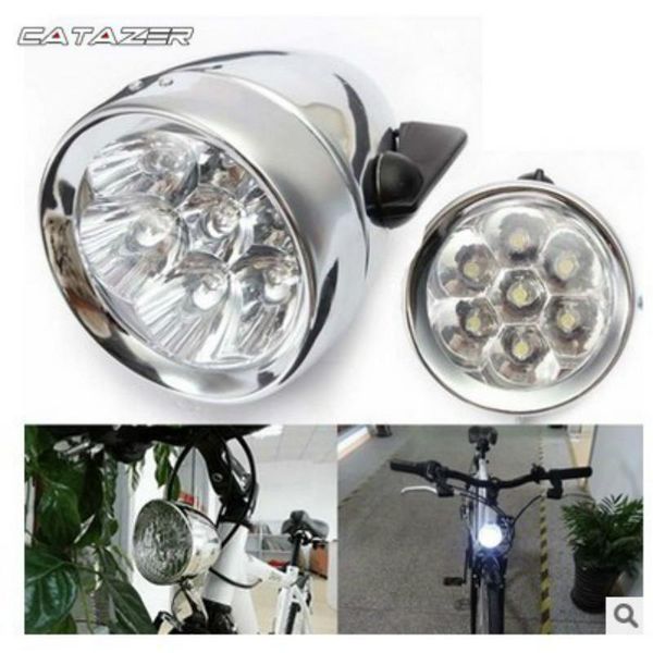 

track bike light durable led metal chrome vintage bicycle retro front fog head lamp lights