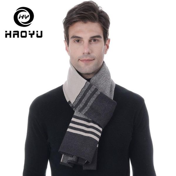 

scarves scarf men winter wool striped thick keep warm pashmina lattice male brand shawl wrap knit cashmere >175cm, Blue;gray