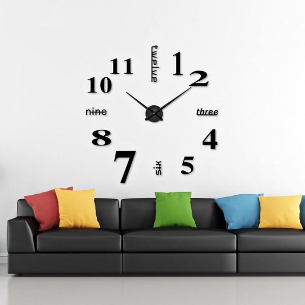 

wall clocks [hht] diy mirror acrylic 3d clock nordic minimalist home decoration living room self-adhesive stickers mute