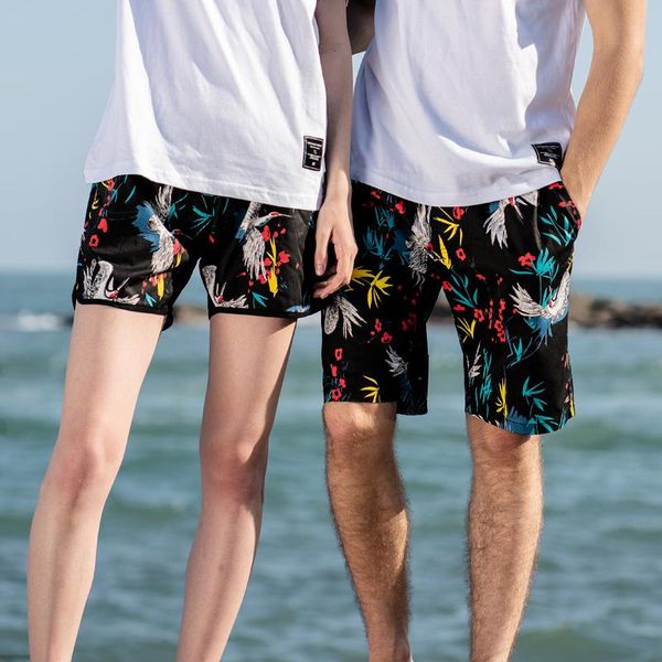 

beach fashion board shorts for swimming hawaii summer men's cotton elastic waist short pants men male swimwear, White;black