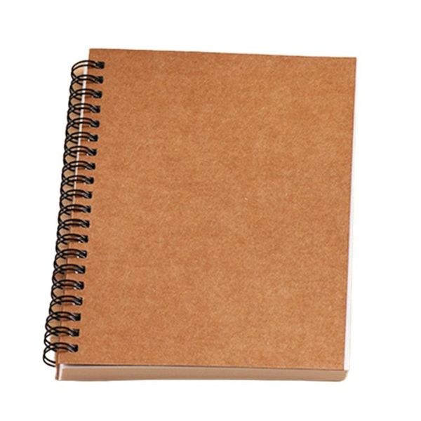 

party favor creative stationery retro plain color simple cowhide coil sketch book graffiti blank notebook white inside page