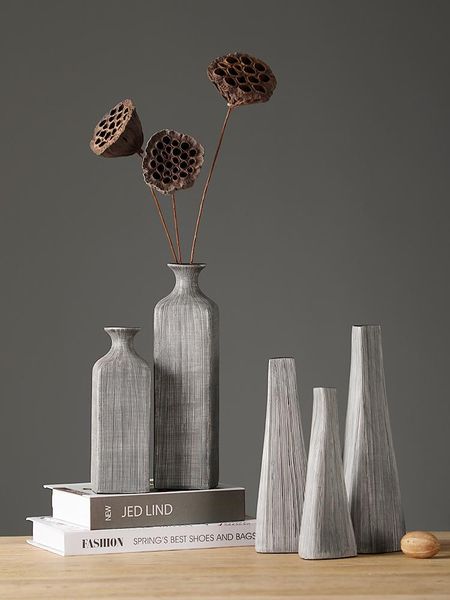 

vases creative resin vase nordic grey flower bottle minimalist decor crafts flowerpot living room home decoration accessories