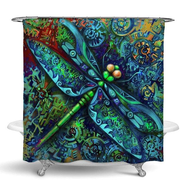 

hower curtain et bathroo fabric curtain bath waterproof colorful funny with tandard ize 72 by 70 (indian andala dragonfly