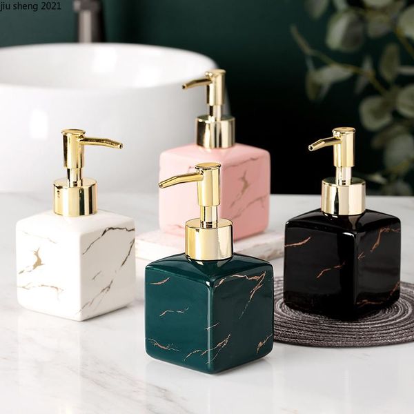 

liquid soap dispenser european style marble pattern ceramic lotion bottle square home hand sanitizer push bathroom accessories