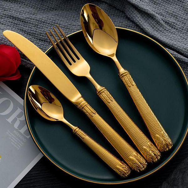 

dinnerware sets golden knife and fork 2 paper set 304 stainless steel spoon type light luxurious western-style have suit