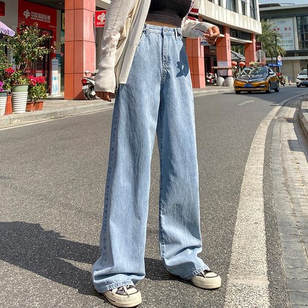 

woman jeans high waist clothes wide leg denim clothing blue streetwear vintage quality 2021 fashion harajuku straight pants women's