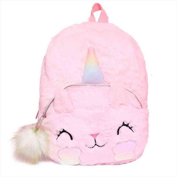 

unicorns cartoon backpacks cute school bags plush shoulder kindergarten schoolbag for teenager girl travel fashion pink backpack