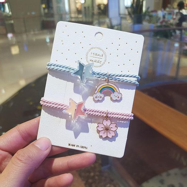 

charm bracelets eben-ezer 2pcs\set stars couple bracelet rainbow hand men and women gift friendship charms elastic rope jewelry, Golden;silver