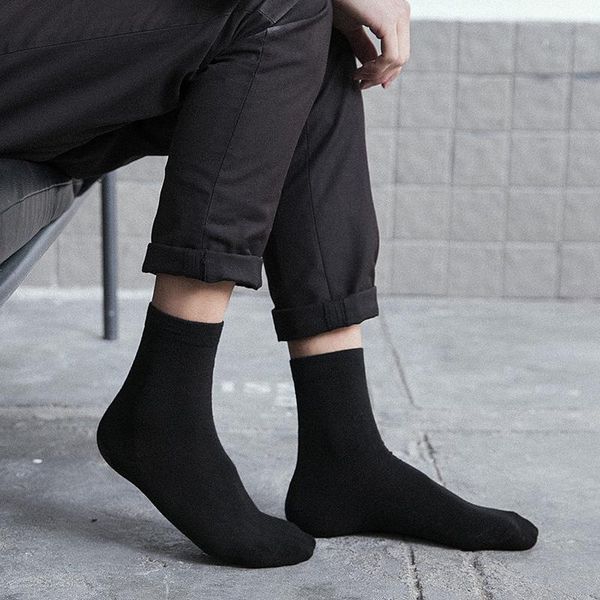 

men's socks spring autumn long tube cotton business casual gift, Black