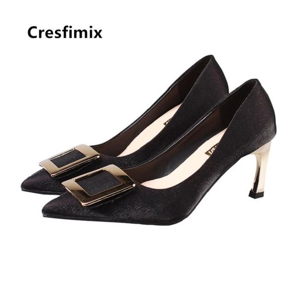 

cresfimix lady classic comfortable black office high heel shoes female fashion blue heels bombas de mujeres e5035 dress