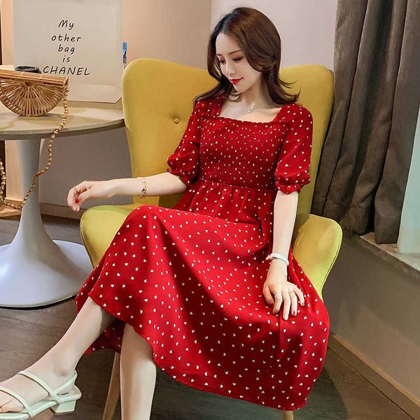 8161 # 2021 Yaz Kore Moda Annelik Elbise Tatlı Chic Bir Çizgi Slim Gevşek Giysileri Hamile Kadınlar Için Sıcak Gebelik Elbise Y0924