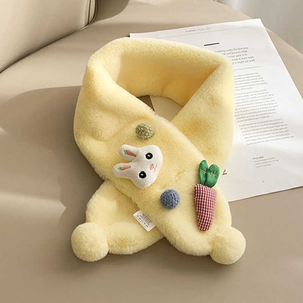 

winter cartoon cute children's plush scarf warm thick imitation rabbit hair carrot neck protector cold hair ball fake collar g04 h0923, Silver
