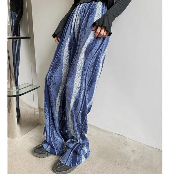 

women's pants & capris high loose waist wide-legged show elastic thin vertical sense of leisure trousers, Black;white