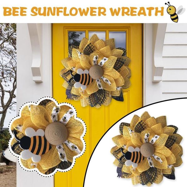 

simulation leaf bee sunflower wreaths artificial pendant wedding party festival window sill door #10 decorative flowers &